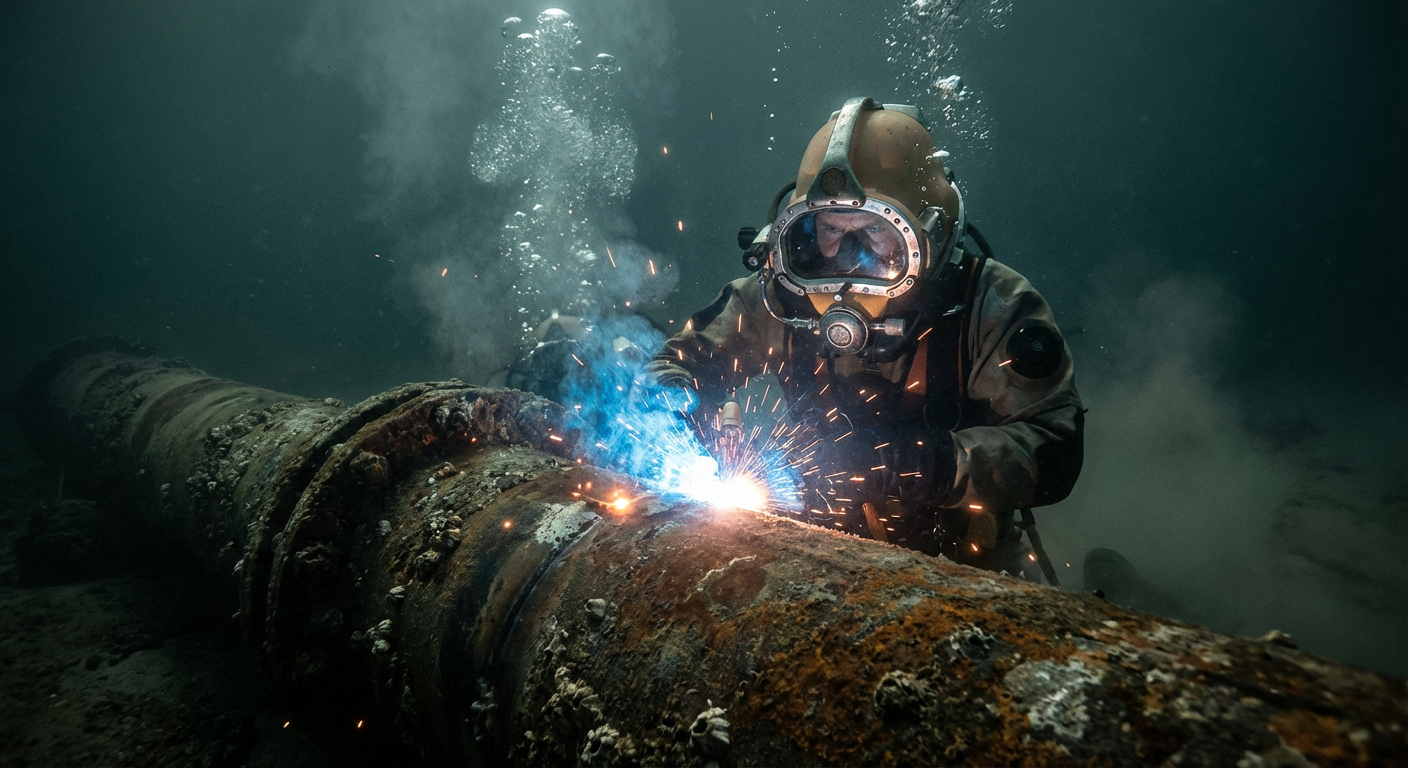 Underwater welder performing specialty welding work