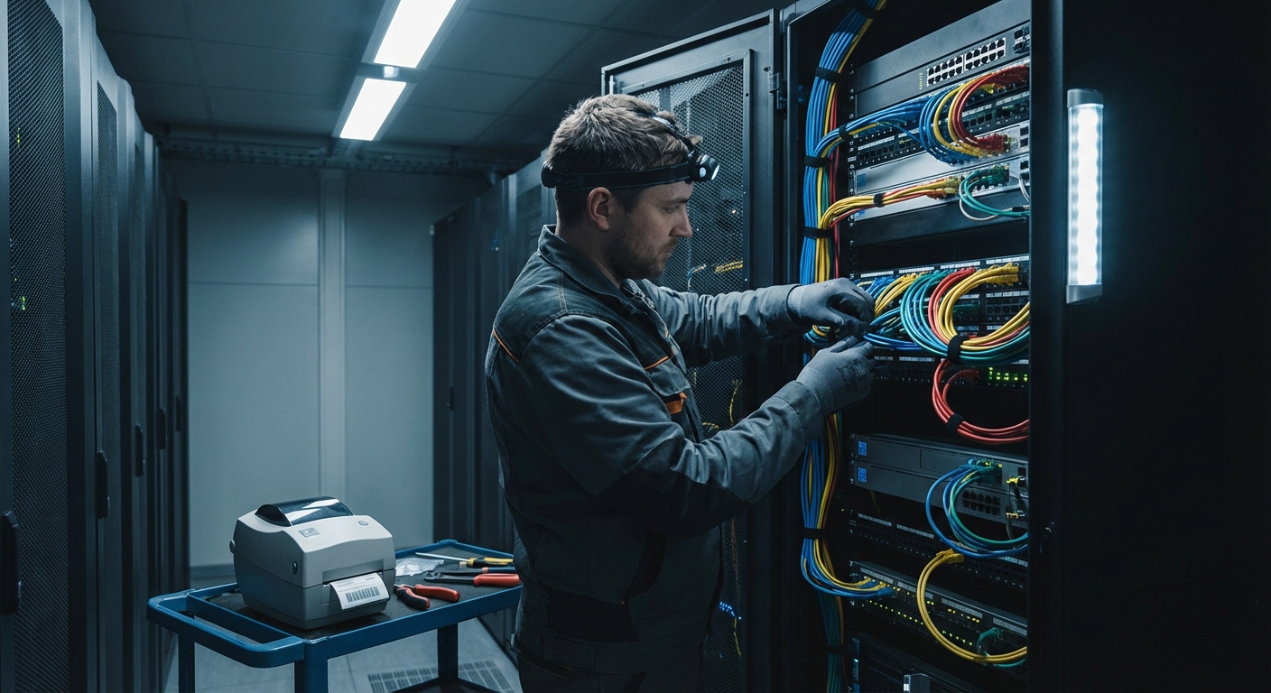 Structured cable management in a data center server room