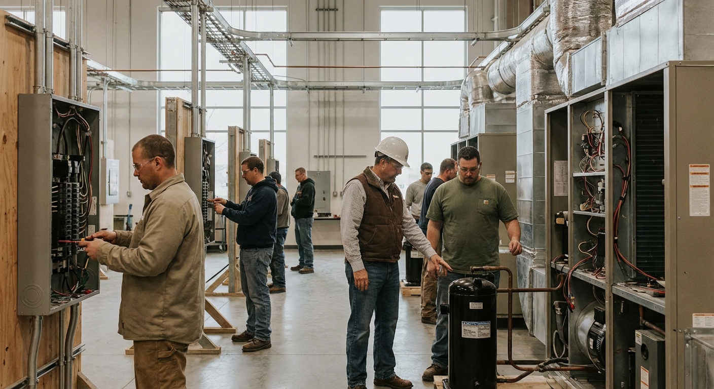 White to Blue training classroom -- students learning skilled trades